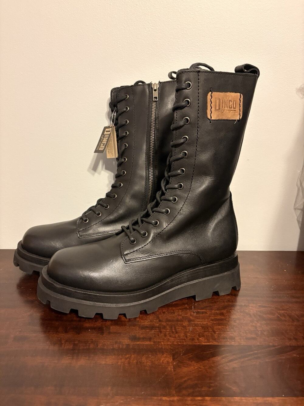 Dingo Women's 11M Mad Maxine Leather Lace Up Boots Black Side Zip NEW NWT No Box